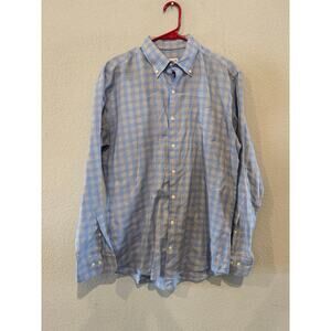 Peter Millar Men's Size Medium Plaid Long Sleeve Button-Down Shirt Blue